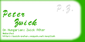 peter zwick business card